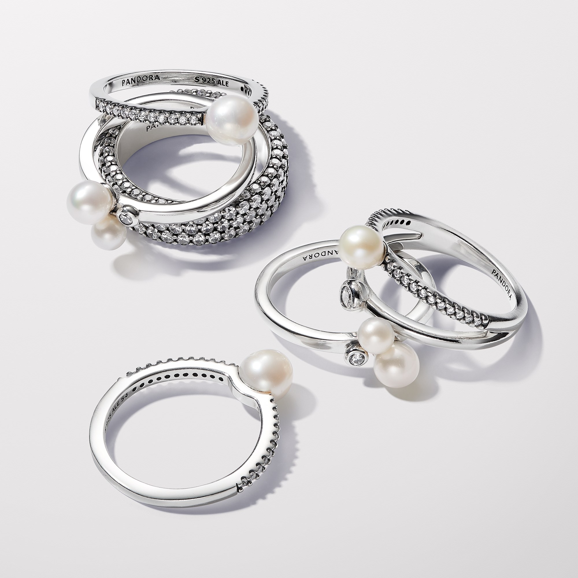 Pandora Duo Zuchtperlen Ring - Silber - Steinmix Weiß – Ansicht 3
