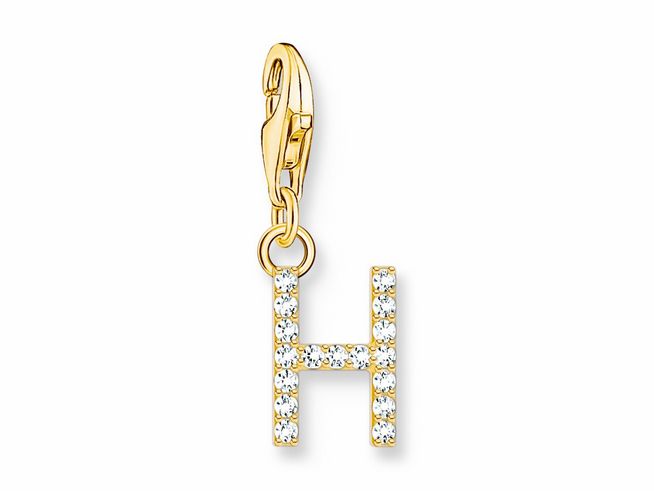 Hergestellt aus Silber mit einer Vergoldung in Gelbgold, zeigt dieser Charm-Anhänger von Thomas Sabo den funkelnden Buchstaben H, besetzt mit weißen Zirkonia.