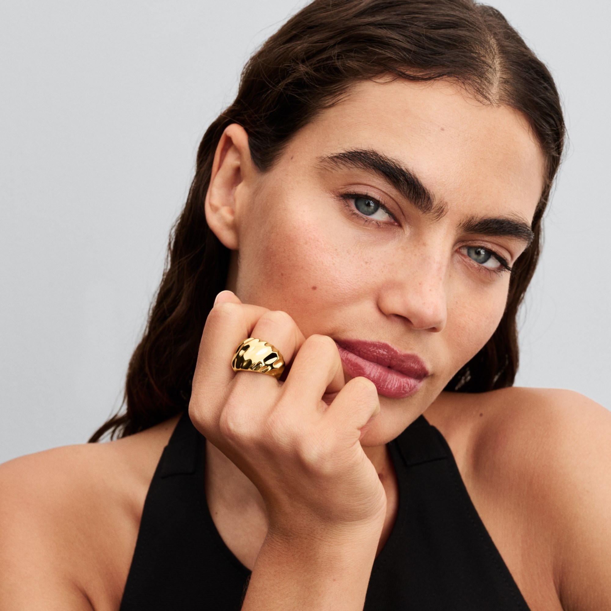 Pandora ESSENCE - gewellter Statement-Ring - Gelbgold Vergoldung – Ansicht 3