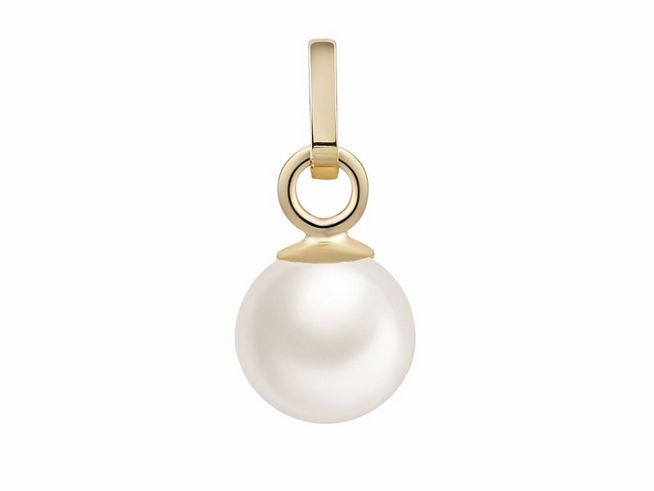 Gelbgold 585 Anhänger poliert mit einer echten Perle, die sanft schimmert, perfekt zum Tragen als elegantes Schmuckstück für jeden Anlass. Hersteller Xenox.