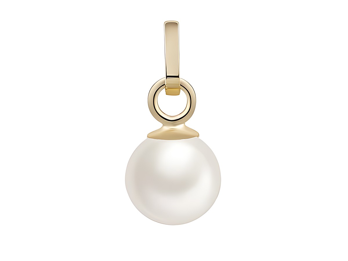 Gelbgold 585 Anhänger poliert mit einer echten Perle, die sanft schimmert, perfekt zum Tragen als elegantes Schmuckstück für jeden Anlass. Hersteller Xenox.
