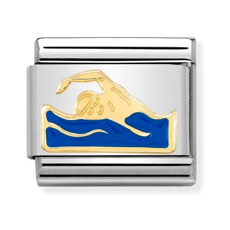Nomination Composable Classic Charm Schwimmer - Edelstahl, Gold 750 Gelbgold, Emaille