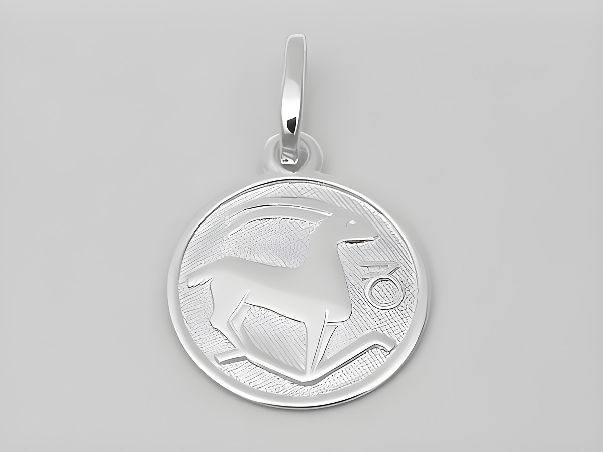Steinbock - Sterling Silber Sternzeichen - poliert - 14 mm mit dem Symbol des Steinbocks in einem runden Anhänger von Juwelier Harnisch. Ideal für Sternzeichenliebhaber.