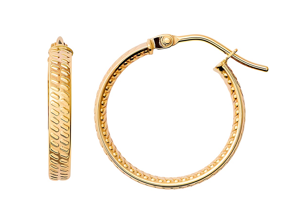 Gelbgold 585 Creolen von Xenox, poliert, elegantes Design mit feinen Details, idealer Ohrschmuck für jeden Anlass, hergestellt aus Echt Gold, hochwertig verarbeitet.