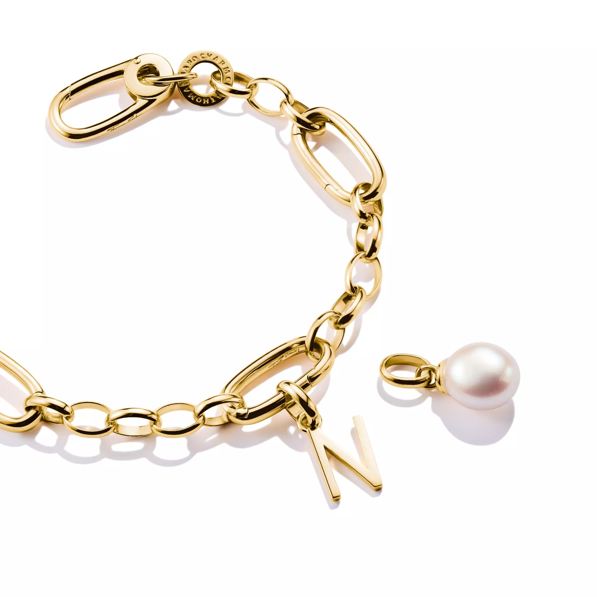 Thomas Sabo Connect - Buchstabe N - Charm mit Öse - Silber & Gelbgold Verg. – Ansicht 3