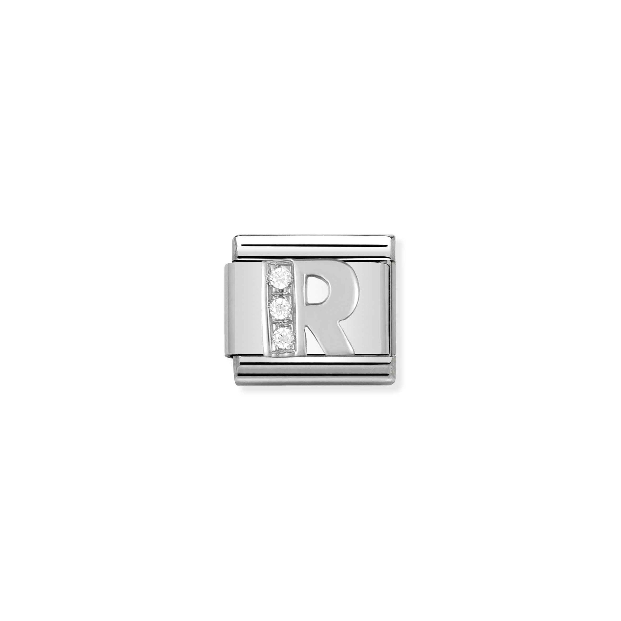 Nomination Composable Classic Charm Buchstabe R - Edelstahl, Sterling Silber, Zirkonia