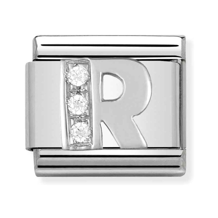 Nomination Composable Classic Charm Buchstabe R - Edelstahl, Sterling Silber, Zirkonia