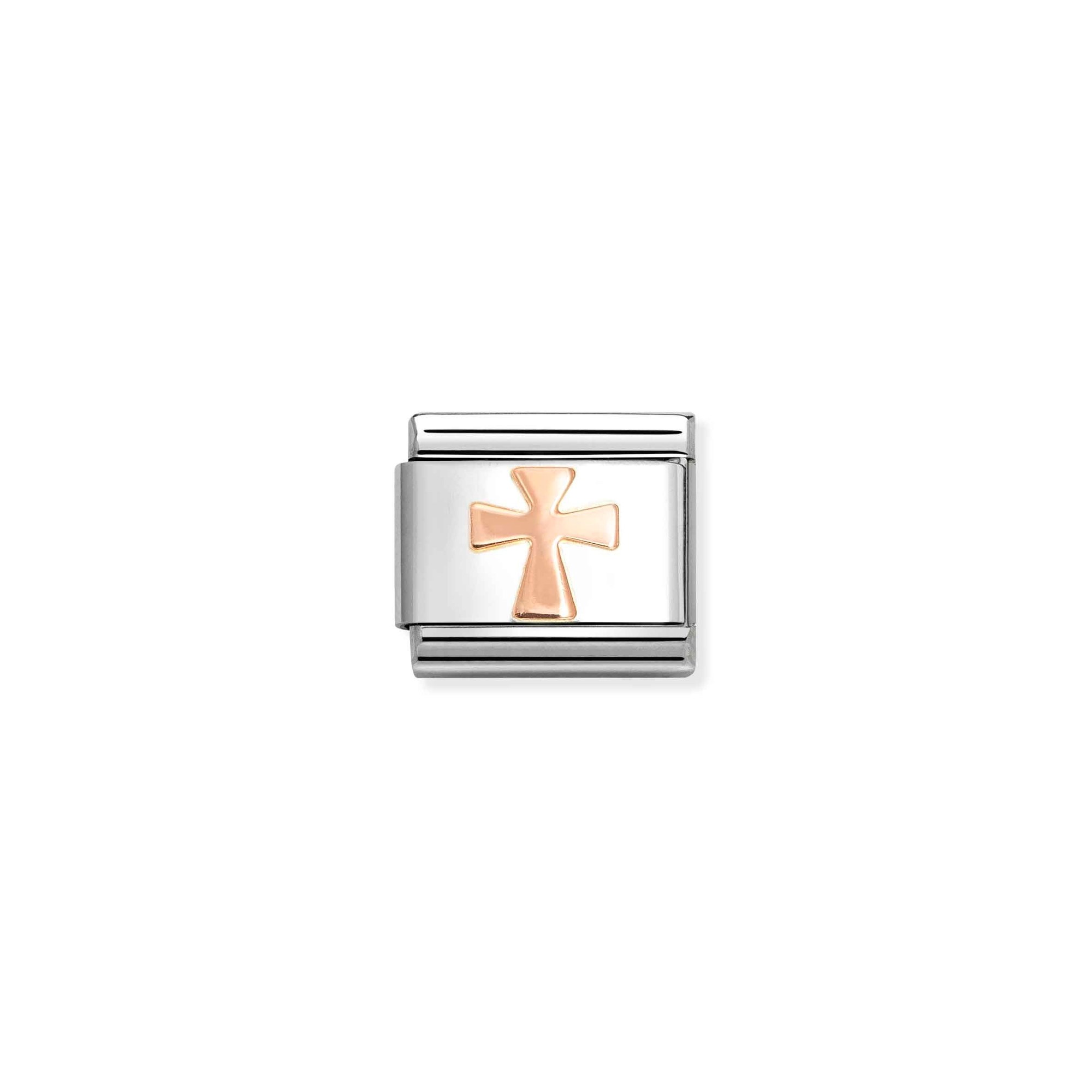 Nomination Composable Classic Charm Kreuz - Edelstahl, Gold 375 Roségold