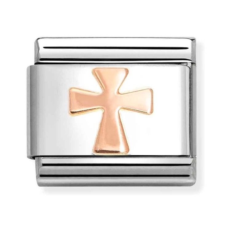 Nomination Composable Classic Charm Kreuz - Edelstahl, Gold 375 Roségold
