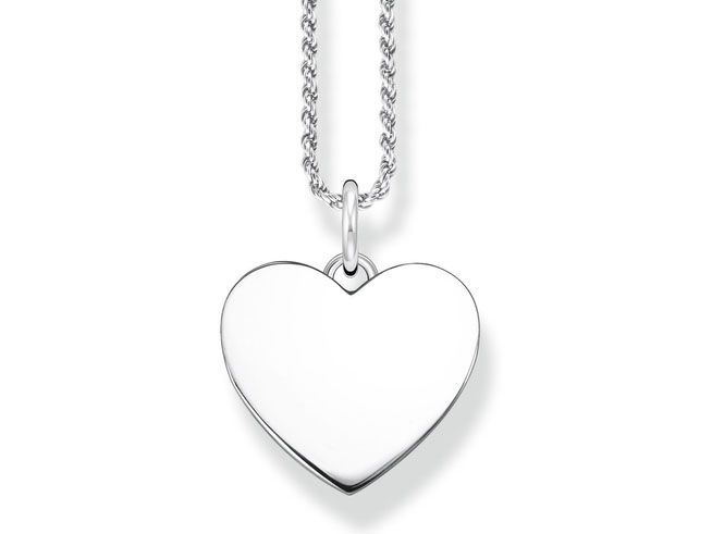 Thomas Sabo Gravur Kette mit Herz Anhänger aus Silber, Modell KE2132-001-21-L50, 50 cm lang, elegantes Design für individuelle Gravuren. Ideal als persönliches Geschenk.