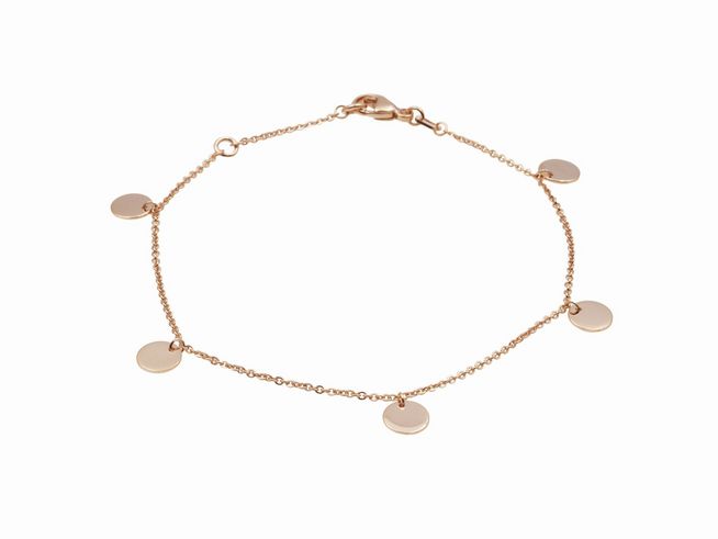 Armband mit Plättchenreihe in Silber und Roségold vergoldet, 17 cm und 19 cm, ohne Stein, von Juwelier Harnisch, elegantes und modernes Design, ideal für den täglichen Gebrauch.