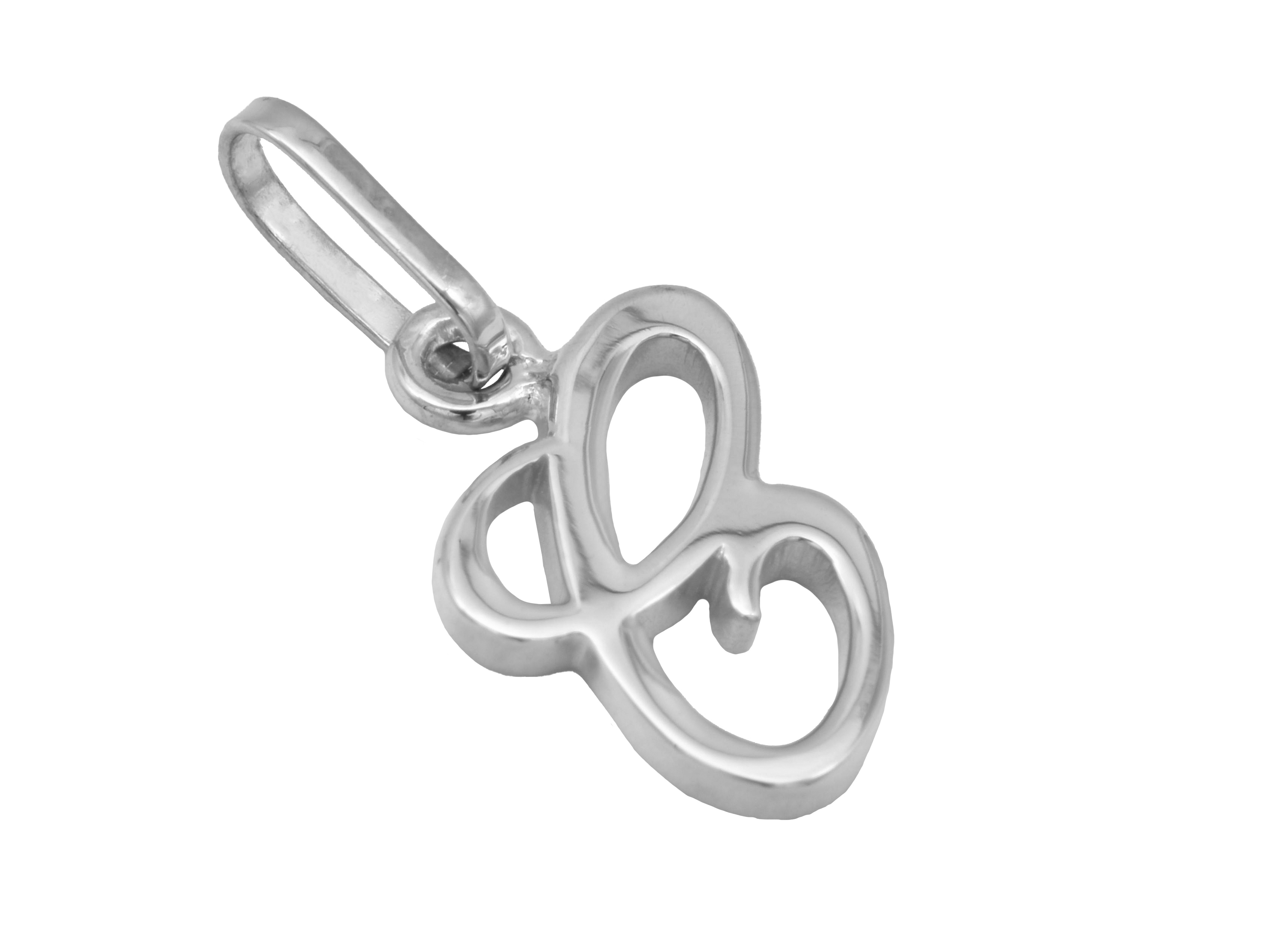 Buchstabenanhänger C aus poliertem Weißgold 585, gefertigt von Juwelier Harnisch, zeigt stilvolles Design mit eleganten Kurven und einem klassischen Look, ideal als Schmuckstück oder Geschenk.