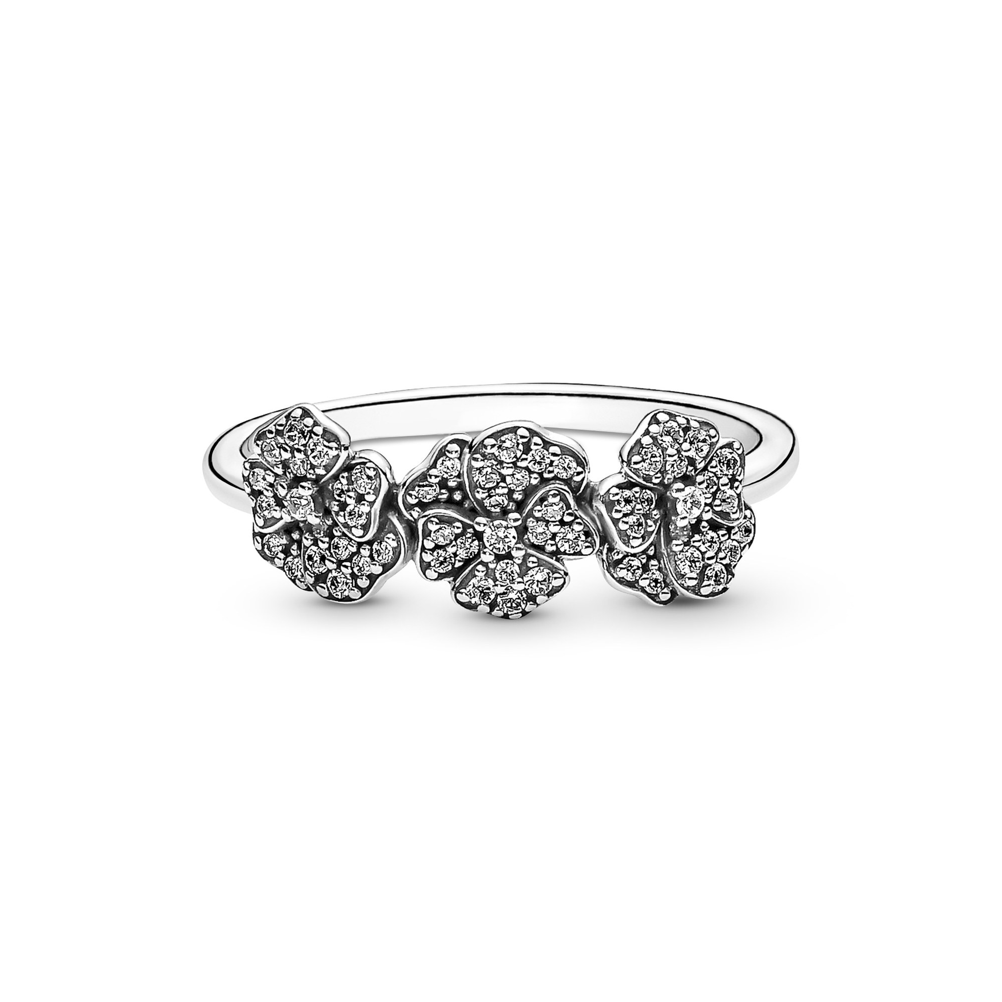 Pandora Ring mit dreifacher Stiefmütterchenblüte - Silber - Zirkonia Ansicht 2 – Ansicht 2
