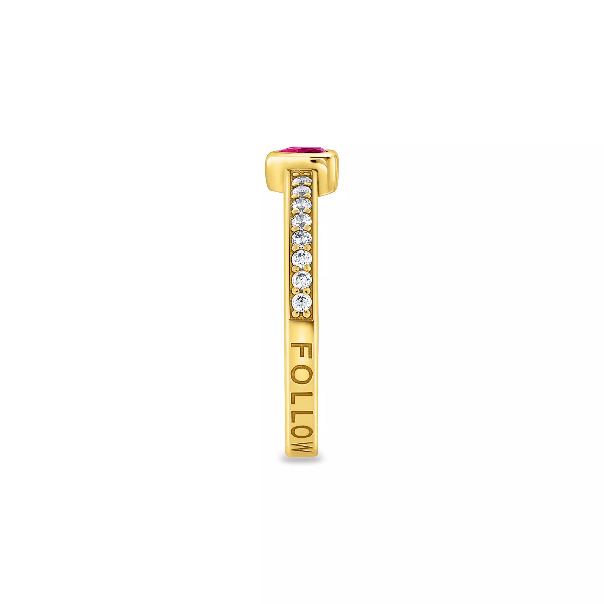 Thomas Sabo Ring - Solitärring mit Herzstein - Silber Gelbgold verg. & synth. Korund & Zirkonia - Rot – Ansicht 2