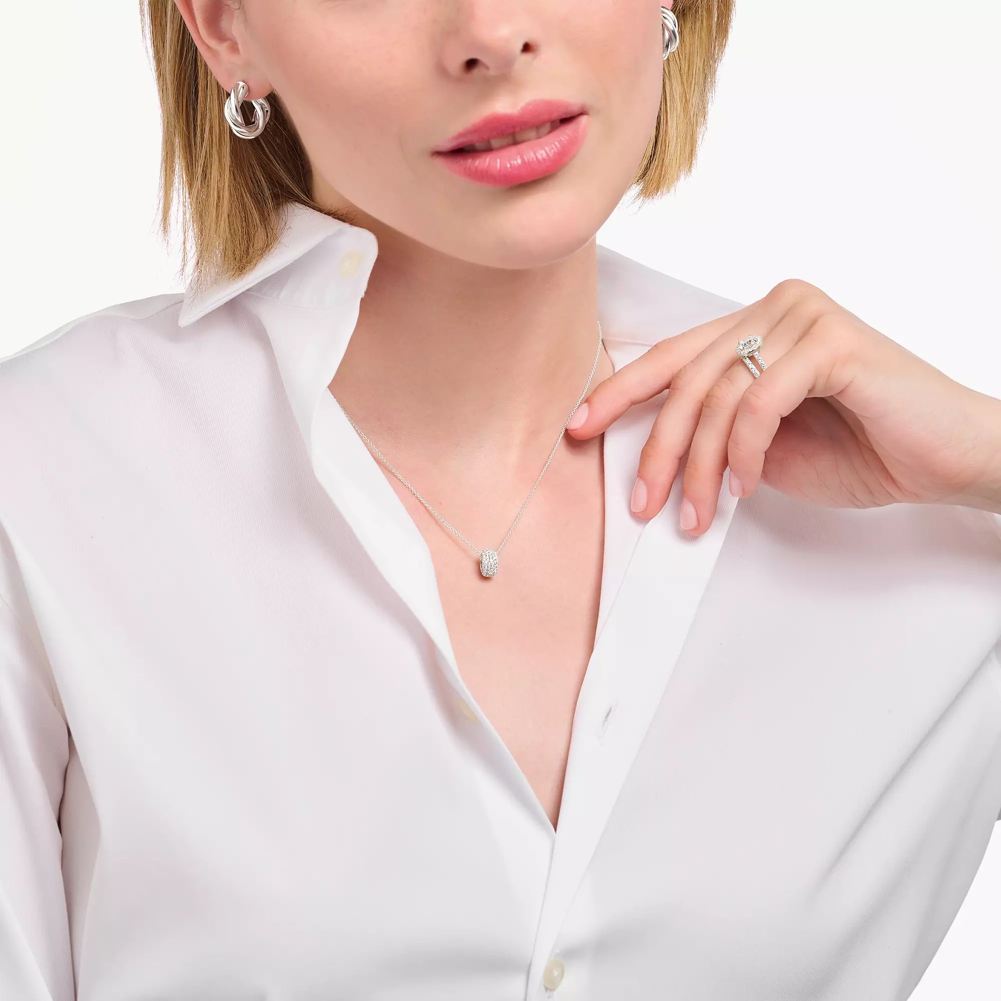 Thomas Sabo SPARKLING WHITE Kette - Weiß - Silber + Zirkonia - 40-45 cm – Ansicht 2