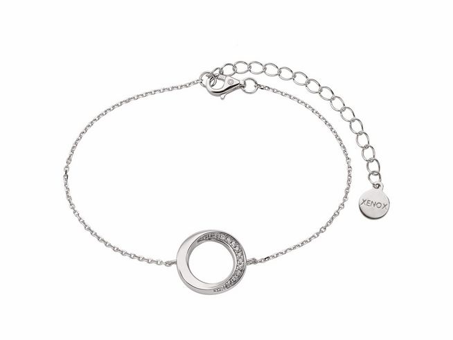 Xenox Sterling Silber Armband XS2128 in der Größe 15-20 cm mit einem eleganten klassischen Kreisdesign und funkelnden Elementen, hergestellt von Xenox.