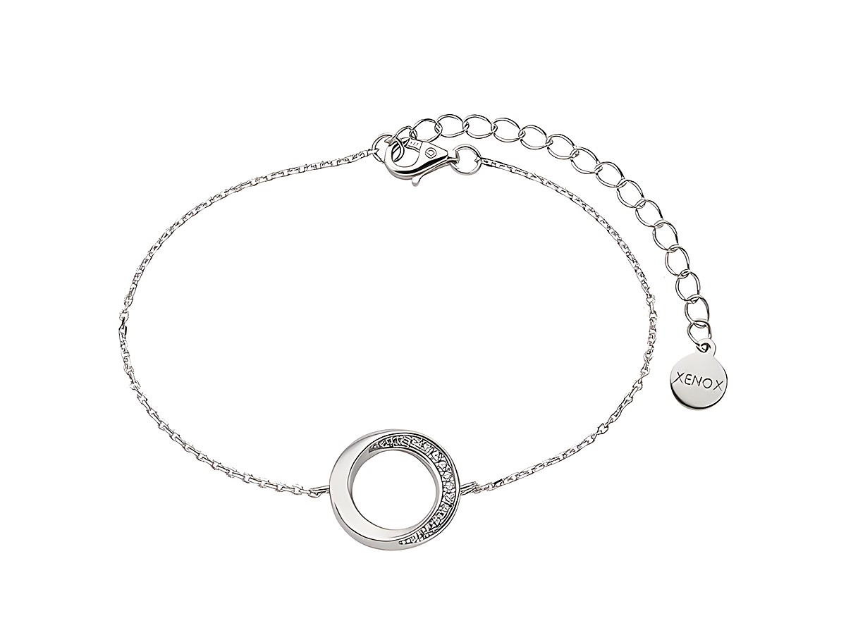 Xenox Sterling Silber Armband XS2128 in der Größe 15-20 cm mit einem eleganten klassischen Kreisdesign und funkelnden Elementen, hergestellt von Xenox.