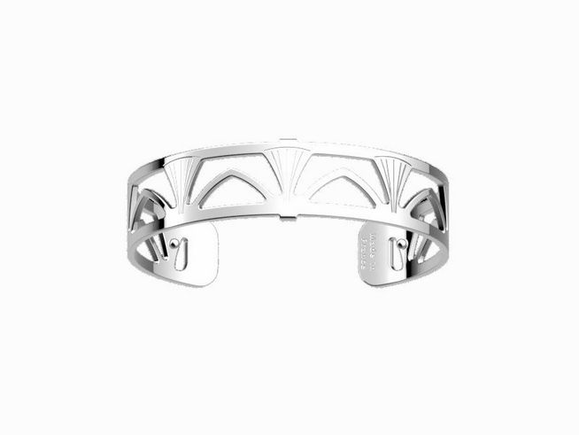 Silberner Armreif von Les Georgettes mit einem dekorativen Muster, 14 mm breit, elegante und moderne Gestaltung, ideal für vielseitige Anlässe.
