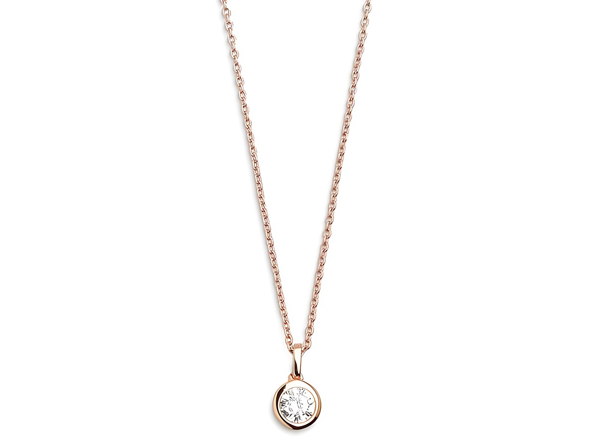 Xenox Sterling Silber Kette XS7284RK mit einer ZARGE ROSÈ in Roségold vergoldet, Ankerkette von 40-45 cm, verziert mit einem funkelnden Anhänger.