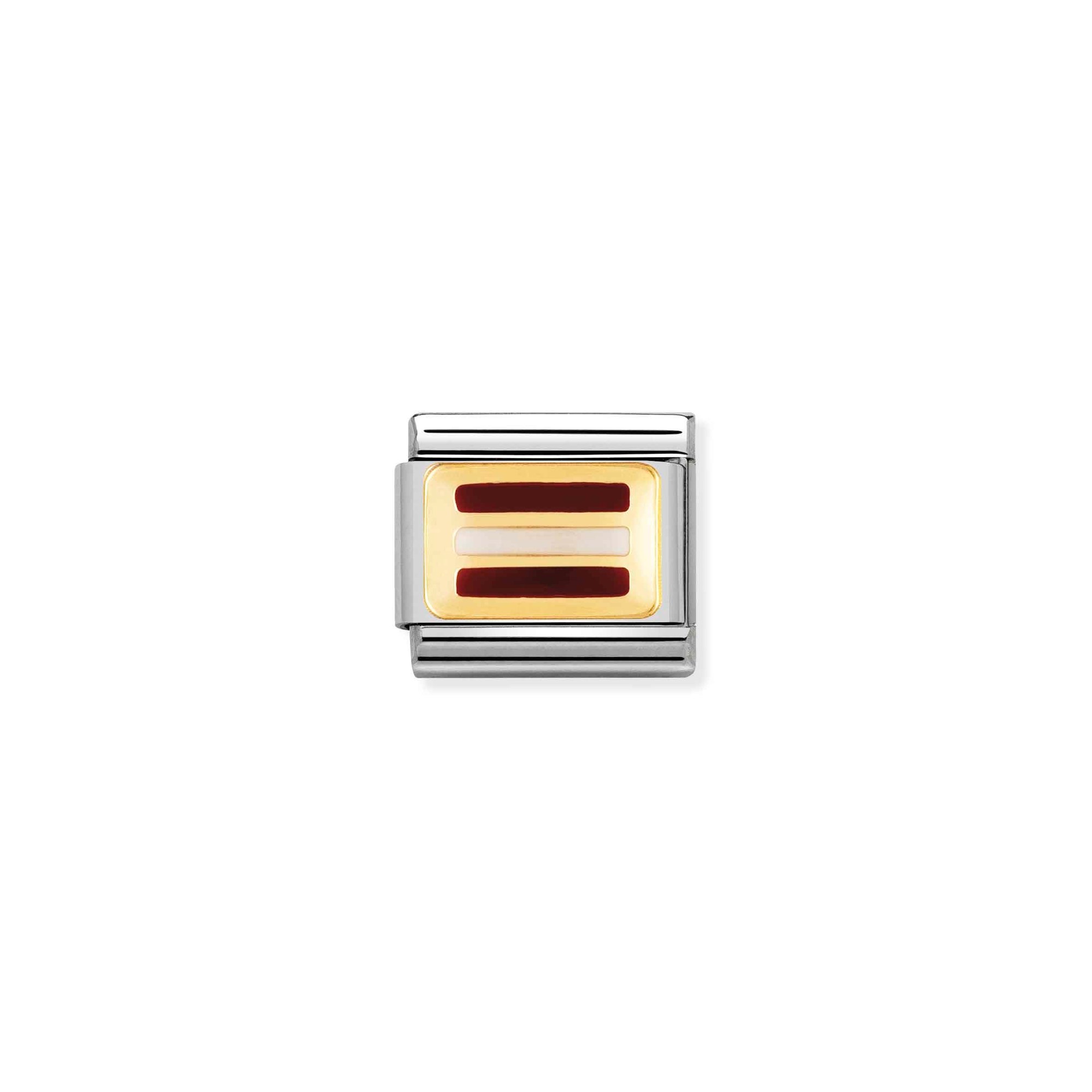 Nomination Composable Classic Charm Flagge Lettland - Edelstahl, Gold 750 Gelbgold, Emaille