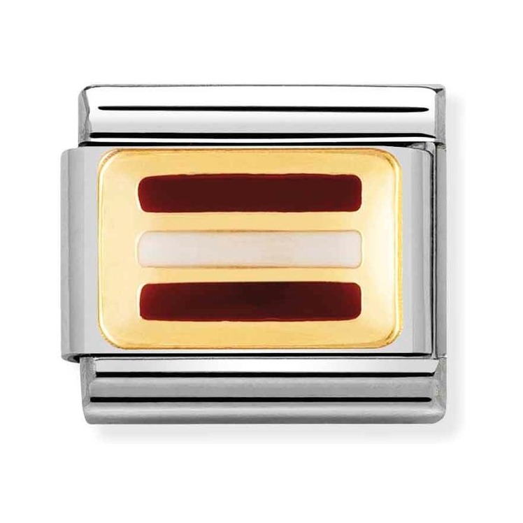 Nomination Composable Classic Charm Flagge Lettland - Edelstahl, Gold 750 Gelbgold, Emaille