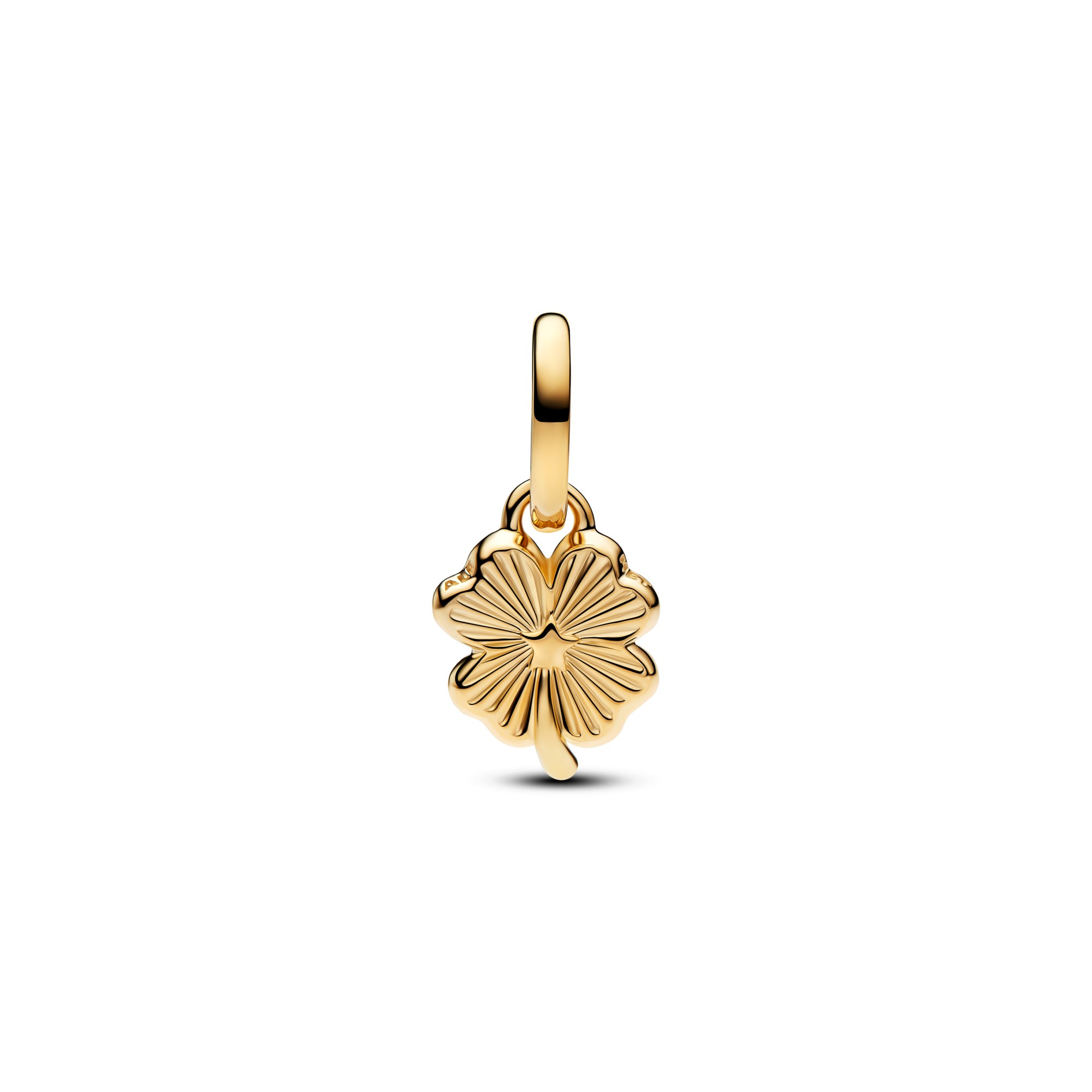 Pandora Weißes Glückskleeblatt Charm-Anhänger - Gelbgold Verg. - synth. Perlmutt Weiss – Ansicht 2