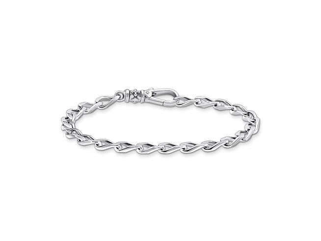Facettiertes Panzerarmband aus Silber mit einer Länge von 15 bis 19,5 cm. Elegantes Design und hochwertige Verarbeitung von Thomas Sabo, ideal für jeden Anlass.