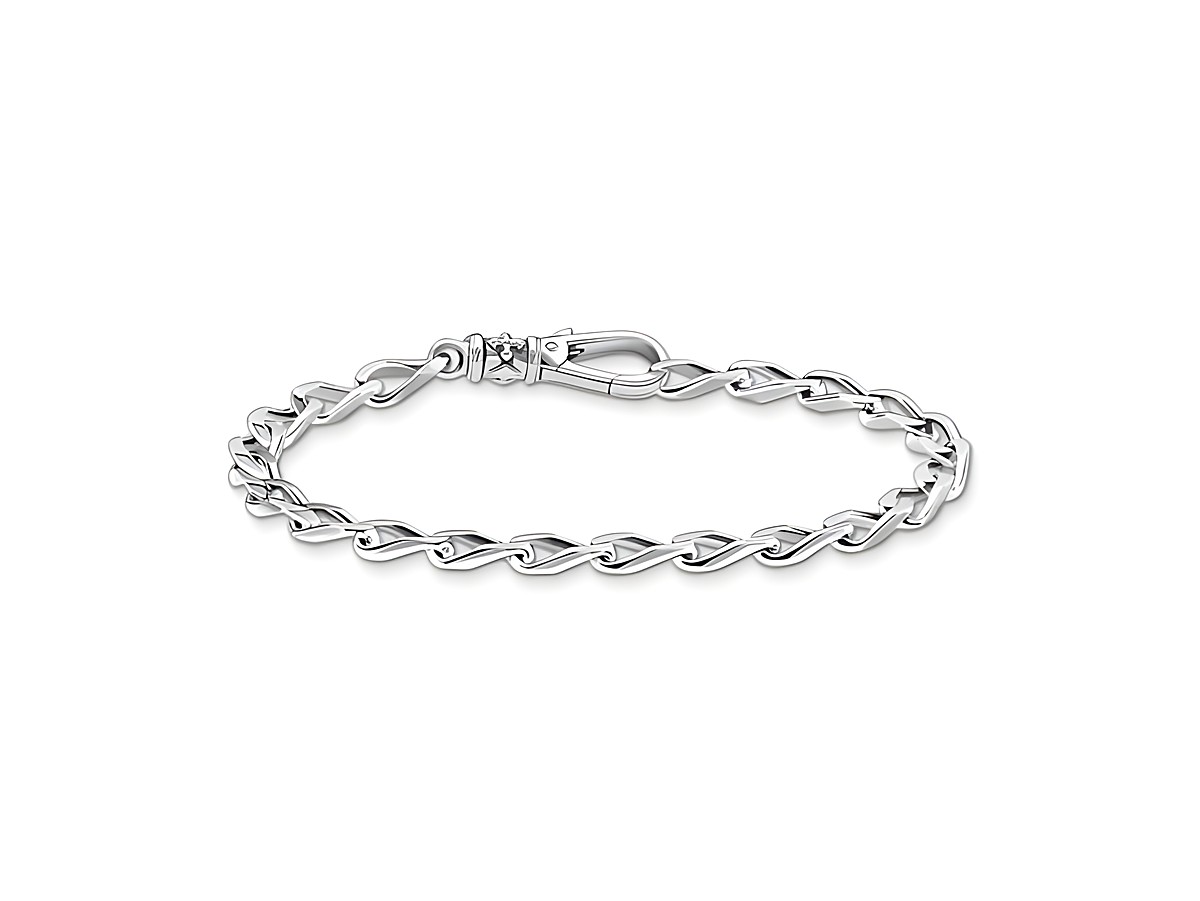 Facettiertes Panzerarmband aus Silber mit einer Länge von 15 bis 19,5 cm. Elegantes Design und hochwertige Verarbeitung von Thomas Sabo, ideal für jeden Anlass.