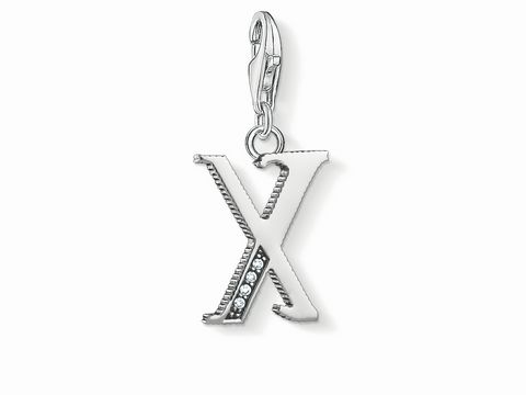 Charm-Anhänger in Silber mit dem Buchstaben X und funkelnden Details, Hersteller Thomas Sabo, Artikelnummer 1604-643-21. Ideal für personalisierte Schmuckstücke.