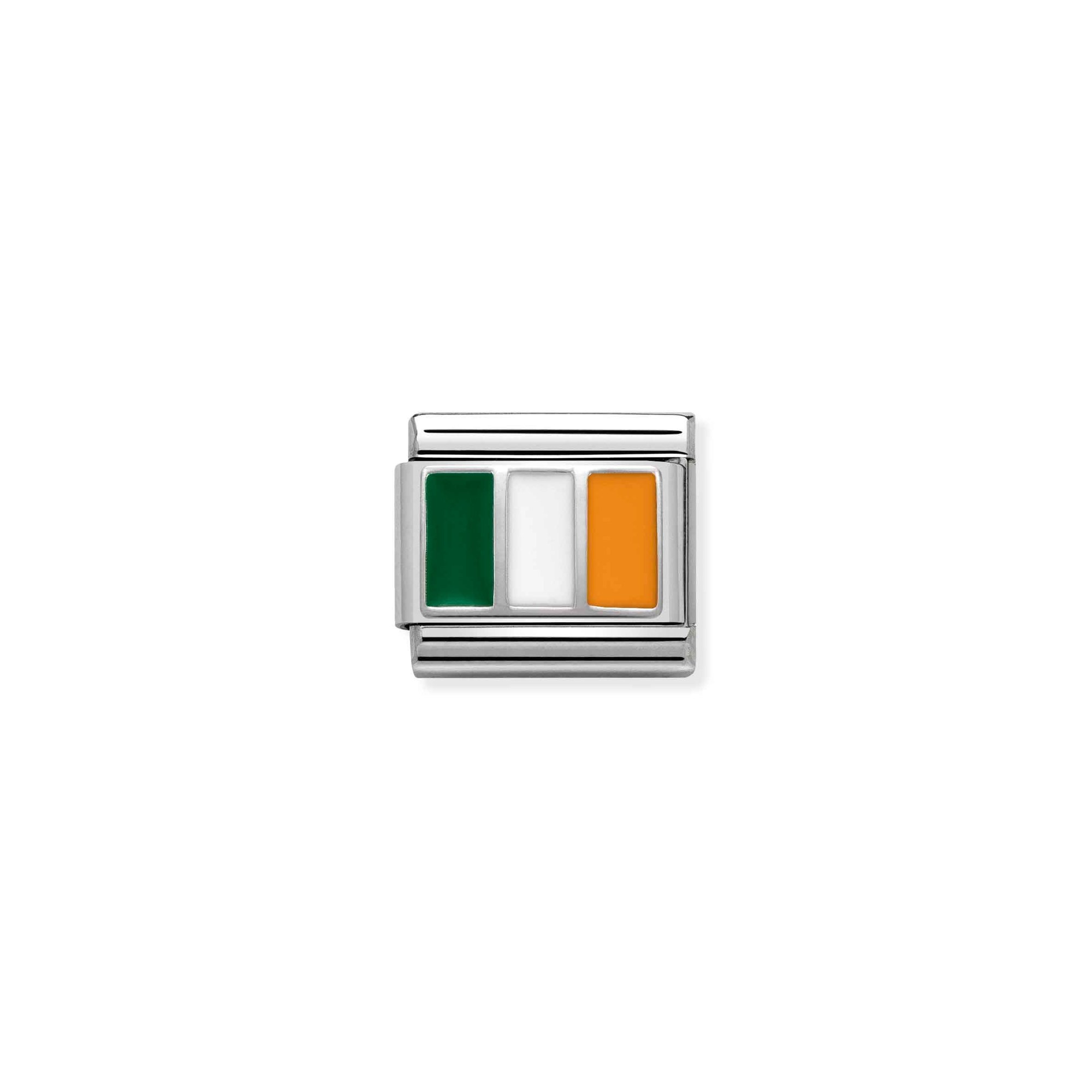 Nomination Composable Classic Charm Flagge Irland - Edelstahl, Silber 925, Emaille