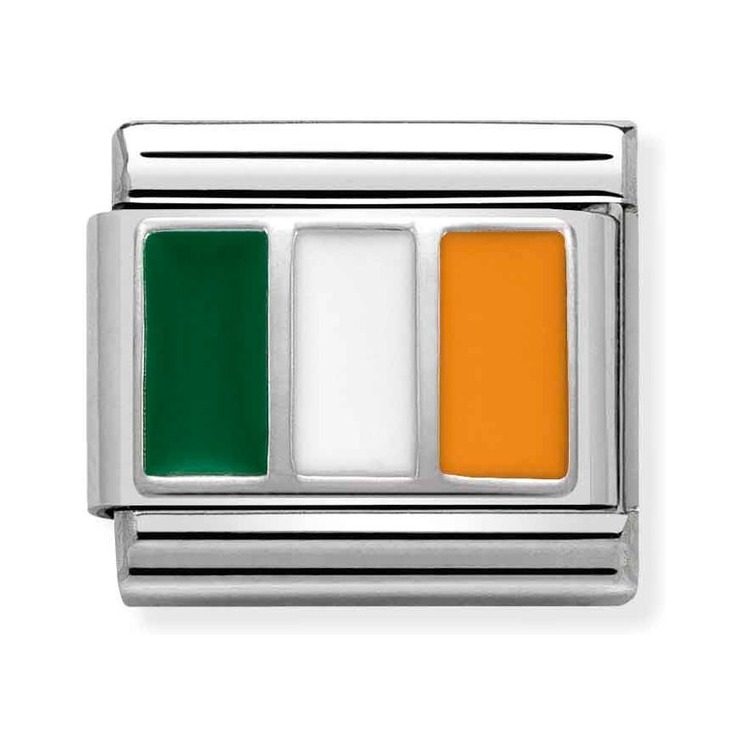Nomination Composable Classic Charm Flagge Irland - Edelstahl, Silber 925, Emaille