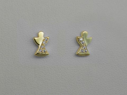 Engel Ohrringe aus 925 Sterling Silber in vergoldet mit Zirkonia. Bezauberndes Design von Juwelier Harnisch. Ideal für jeden Anlass und ein elegantes Accessoire.