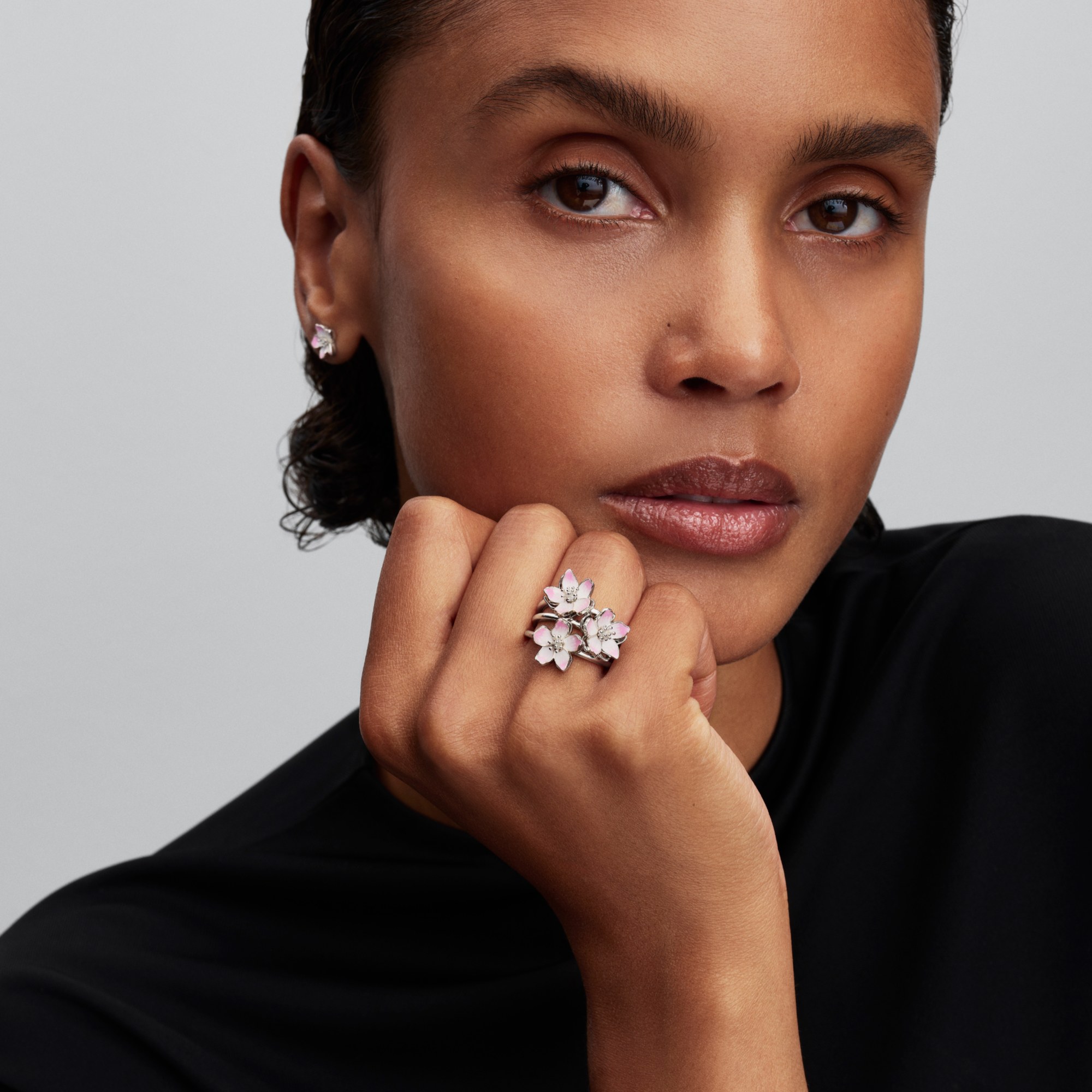Pandora Kirschblüte Ohrstecker - Sterling Silber - Emaille – Ansicht 3