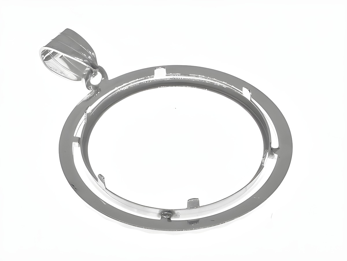 Münzfassung Anhänger aus 925 Sterling Silber im Diamantschliff, geeignet für Münzen mit einem Durchmesser von bis zu 26 mm und maximal 3,0 cm. – Ansicht 2