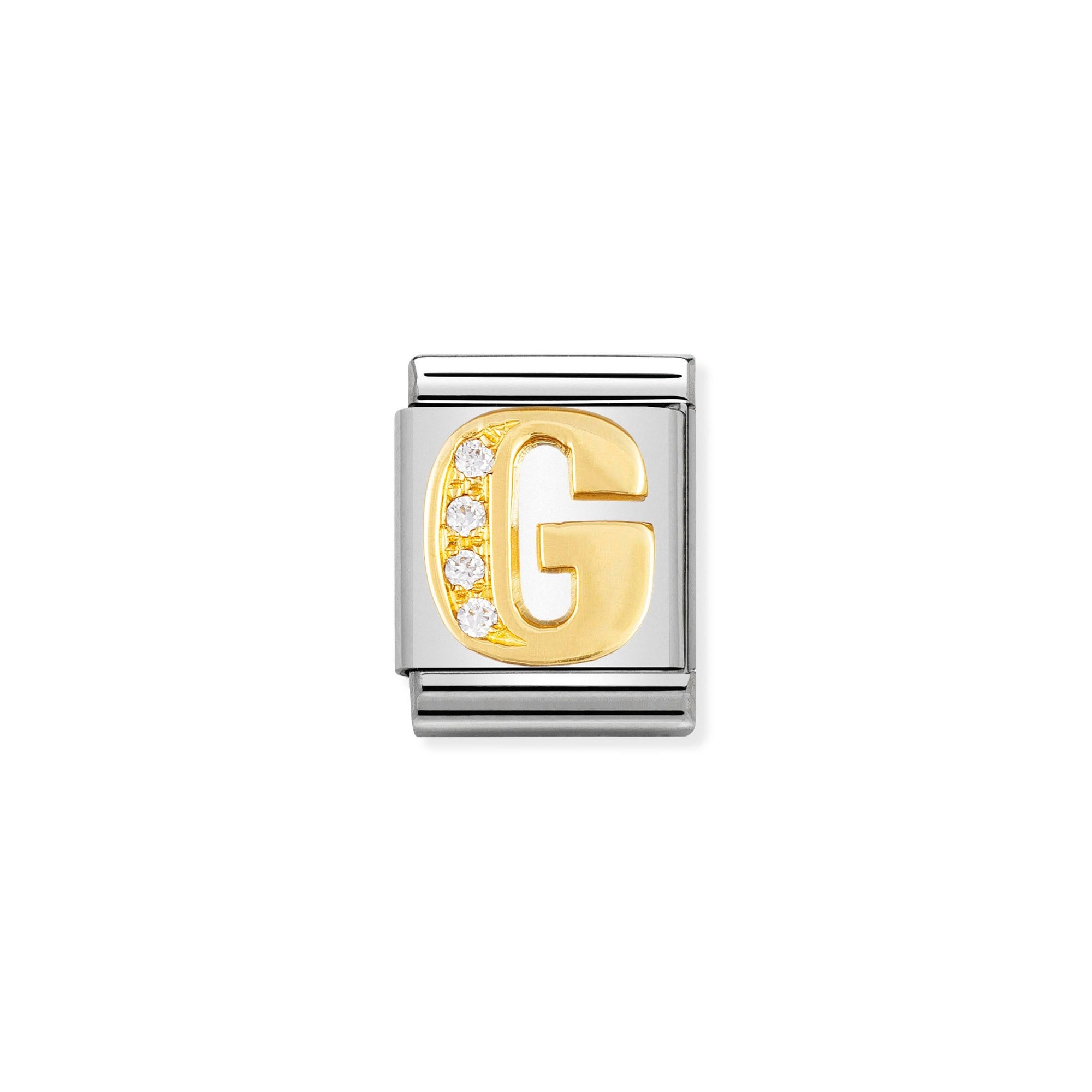 Nomination Composable Big Charm Buchstabe G - Edelstahl, Gold 750 Gelbgold, Zirkonia