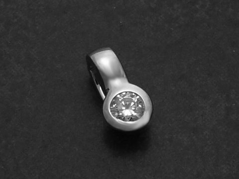 Modern Anhänger-Clip aus rhodiniertem Sterling Silber, elegant gestaltet mit einem funkelnden Zirkonia. Hersteller Juwelier Harnisch. Perfekt für stilvolle Akzente.