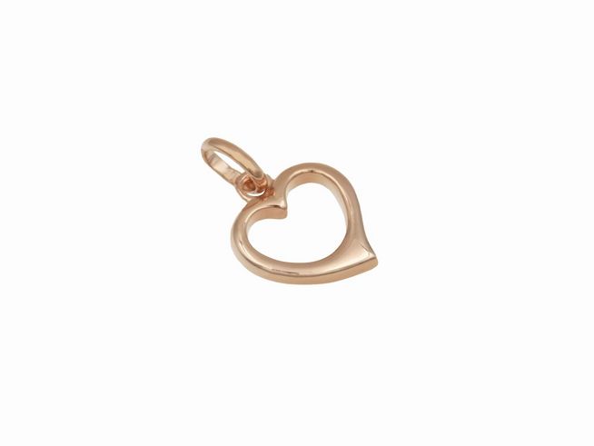 Herzförmiger Anhänger aus Roségold vergoldetem Sterling Silber, elegant und plastisch gestaltet, ideal für Schmuckliebhaber, Hersteller Juwelier Harnisch.