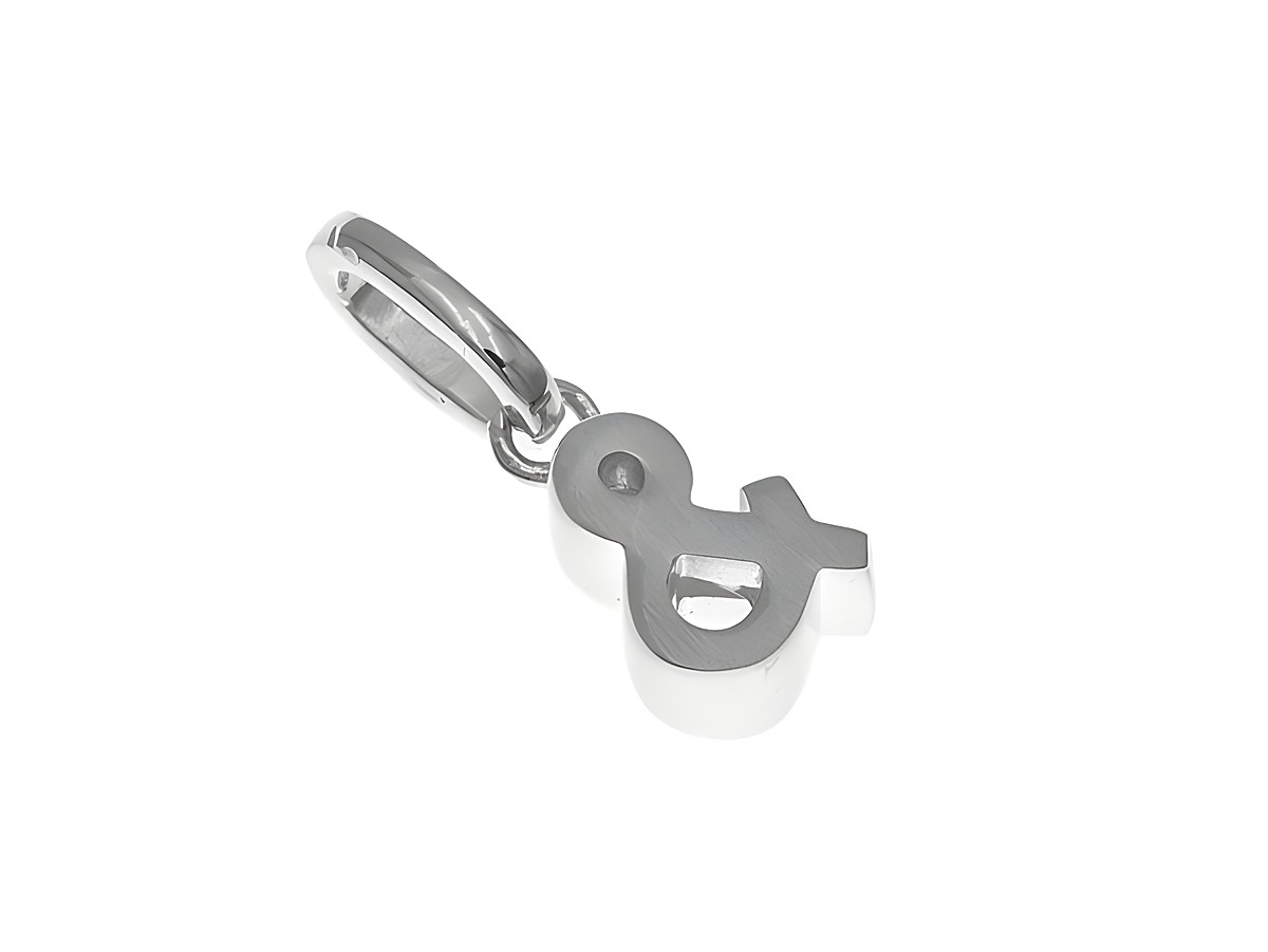 Anhänger aus teilmattiertem Sterling Silber im Design eines Undzeichens, rhodiniert, hergestellt von Juwelier Harnisch, stilvoll und modern.