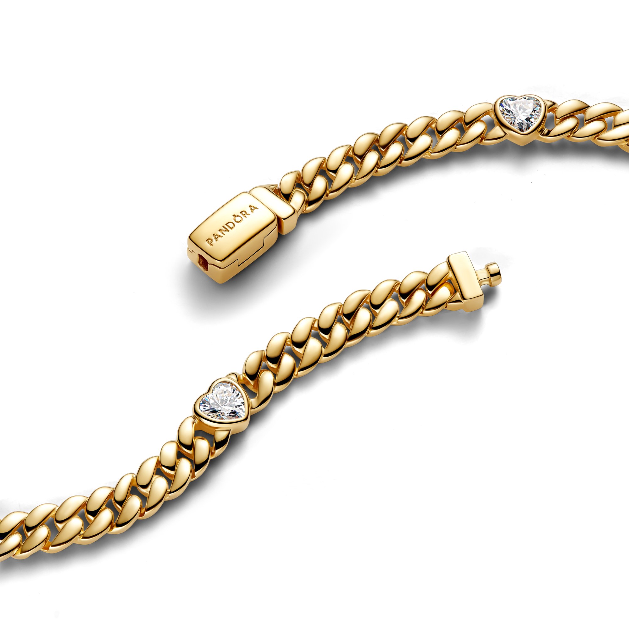 Pandora Herz Cuban-Panzerarmband - Gelbgold Vergoldung - Zirkonia – Ansicht 2