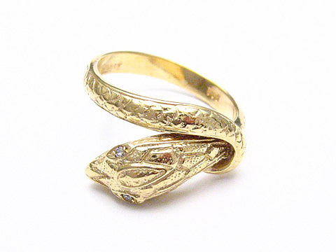 Gold 585/-, 14 Karat Gold Ring mit Schlangenkopf, filigranes Design, Schlange ringförmig, Größe 60, Hersteller Juwelier Harnisch, bis Größe 60/19.