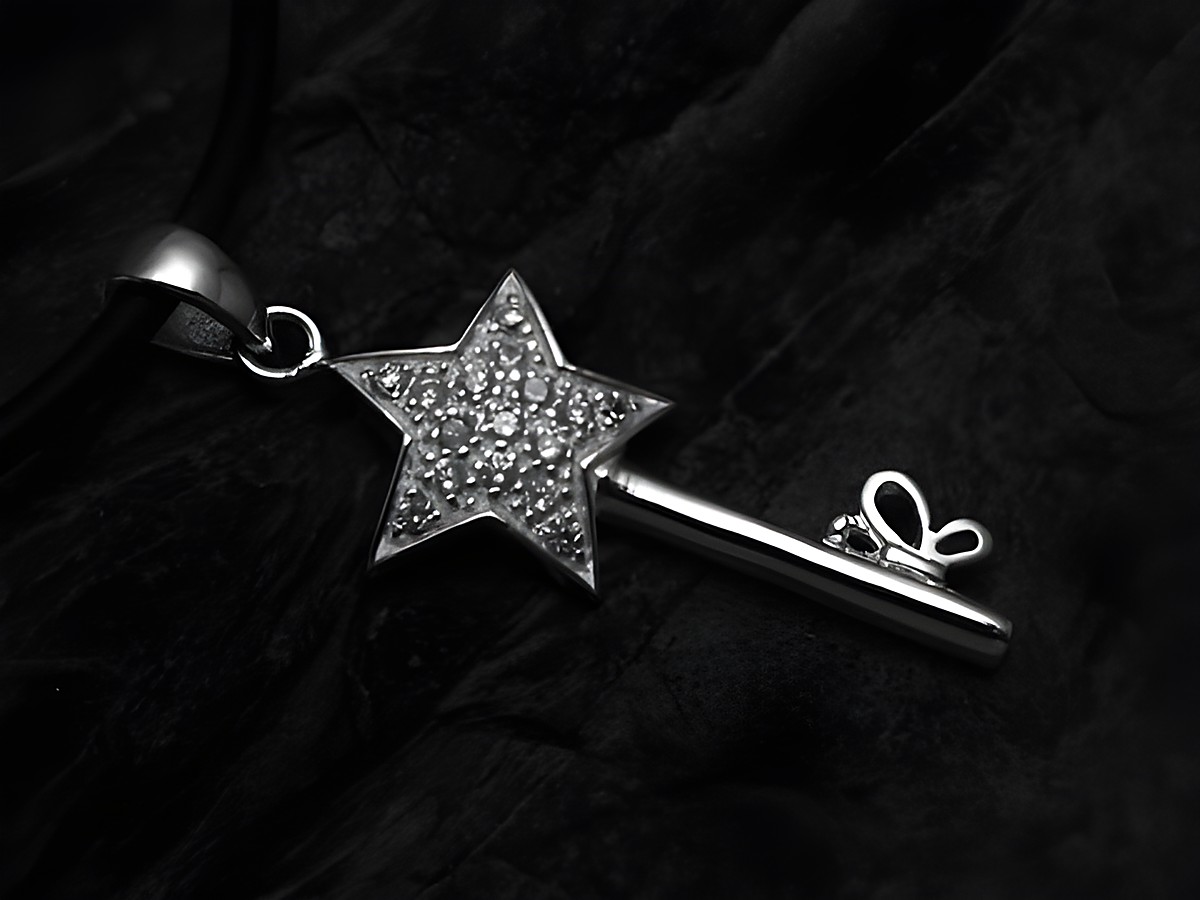Sterling Silber Schlüsselanhänger in Form eines Sterns mit Zirkonia, hergestellt von Juwelier Harnisch, ideal als stilvolles Accessoire oder Geschenk.