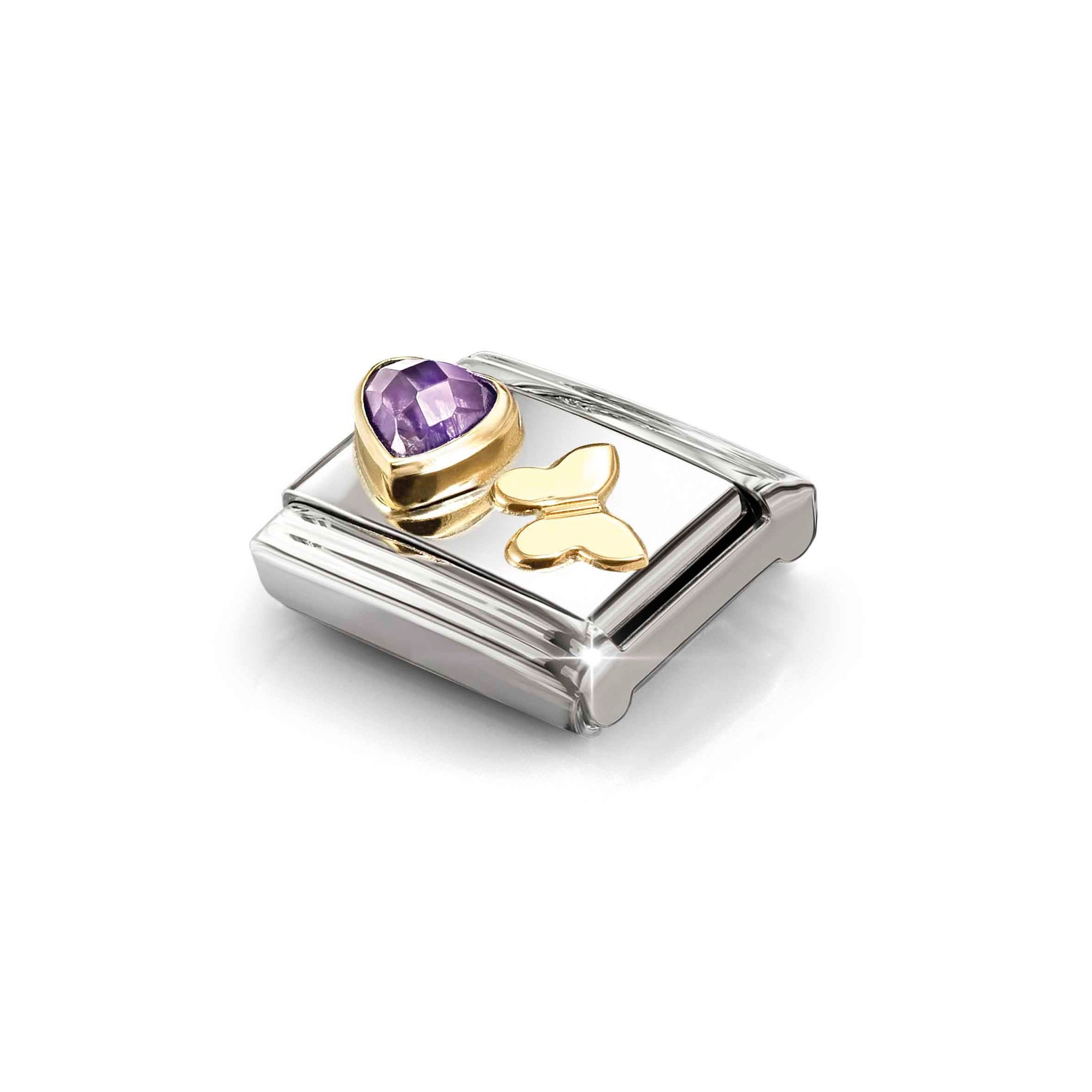 Nomination Composable Classic Charm Schmetterling violett - Edelstahl, Gold 750 Gelbgold, Zirkonia – Ansicht 4