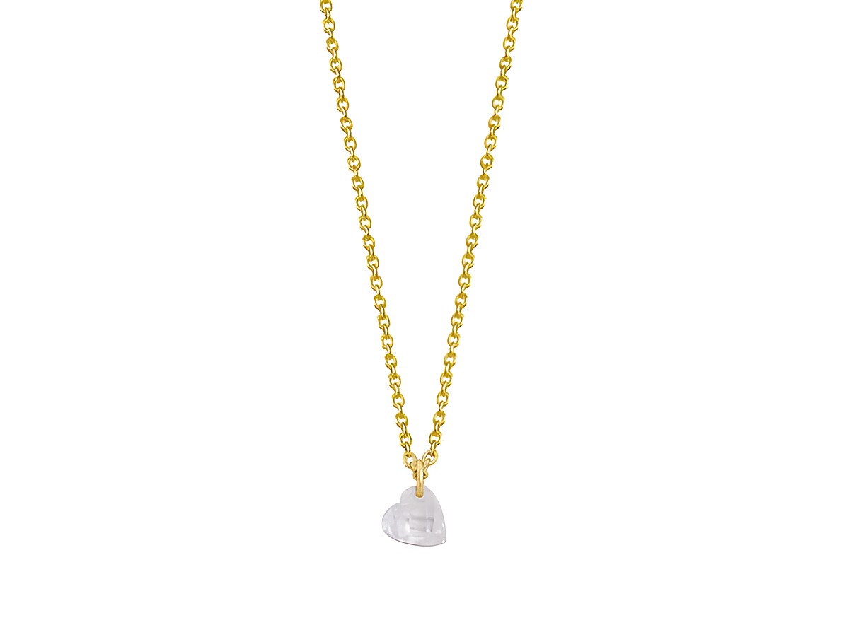 Xenox Sterling Silber Kette XS3606G mit einer Länge von 40-45 cm in Gelbgold Verg. Karreekette, verziert mit einem transparenten Herzanhänger aus hochwertigem Material.