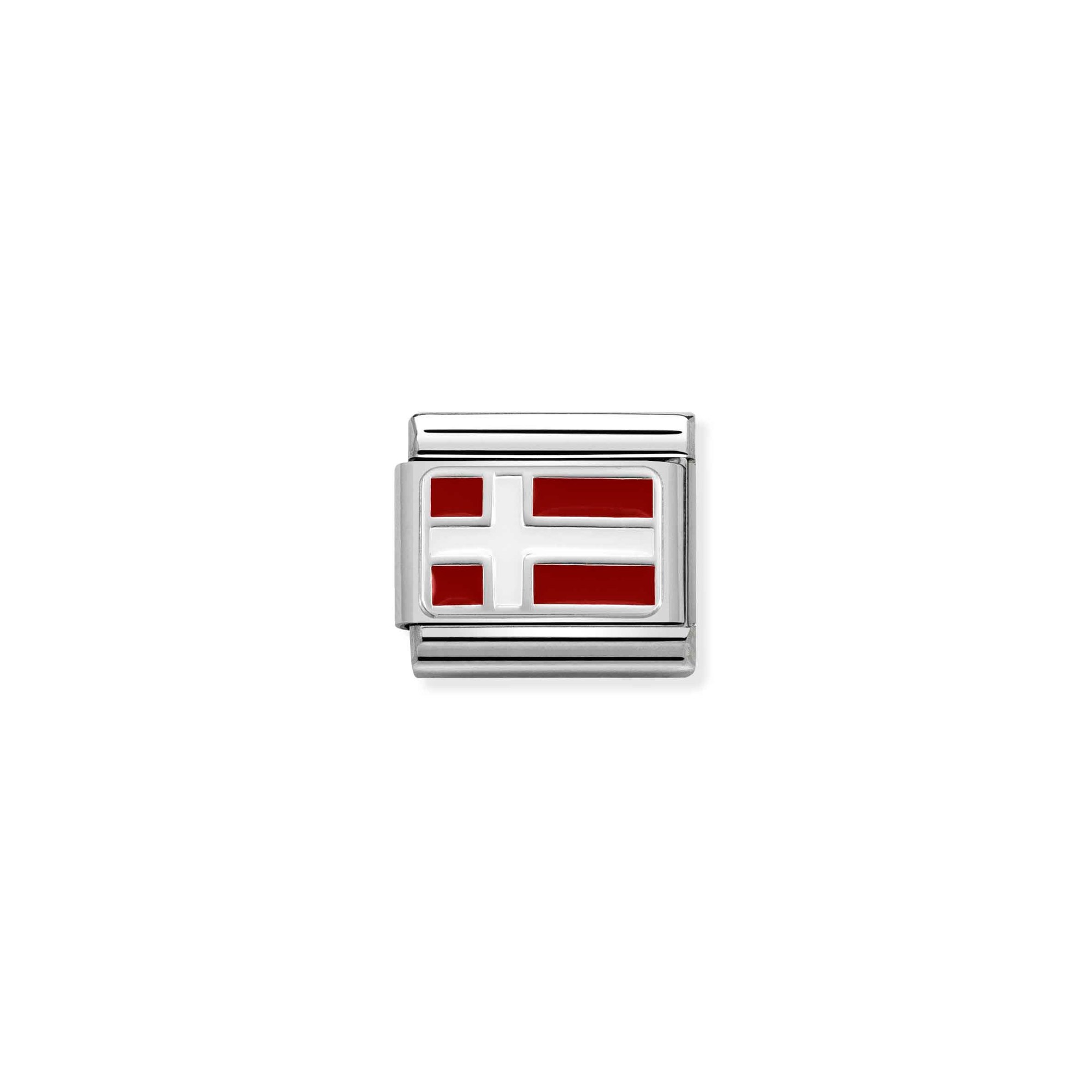Nomination Composable Classic Charm Flagge Dänemark - Edelstahl, Silber 925, Emaille