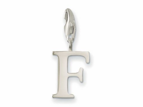 Thomas Sabo Buchstaben Charm Anhänger F in Silber, elegantes Design, ideal zum Ergänzen von Schmuckstücken, passend für Charms Armbänder oder Ketten, hochwertiges Material.