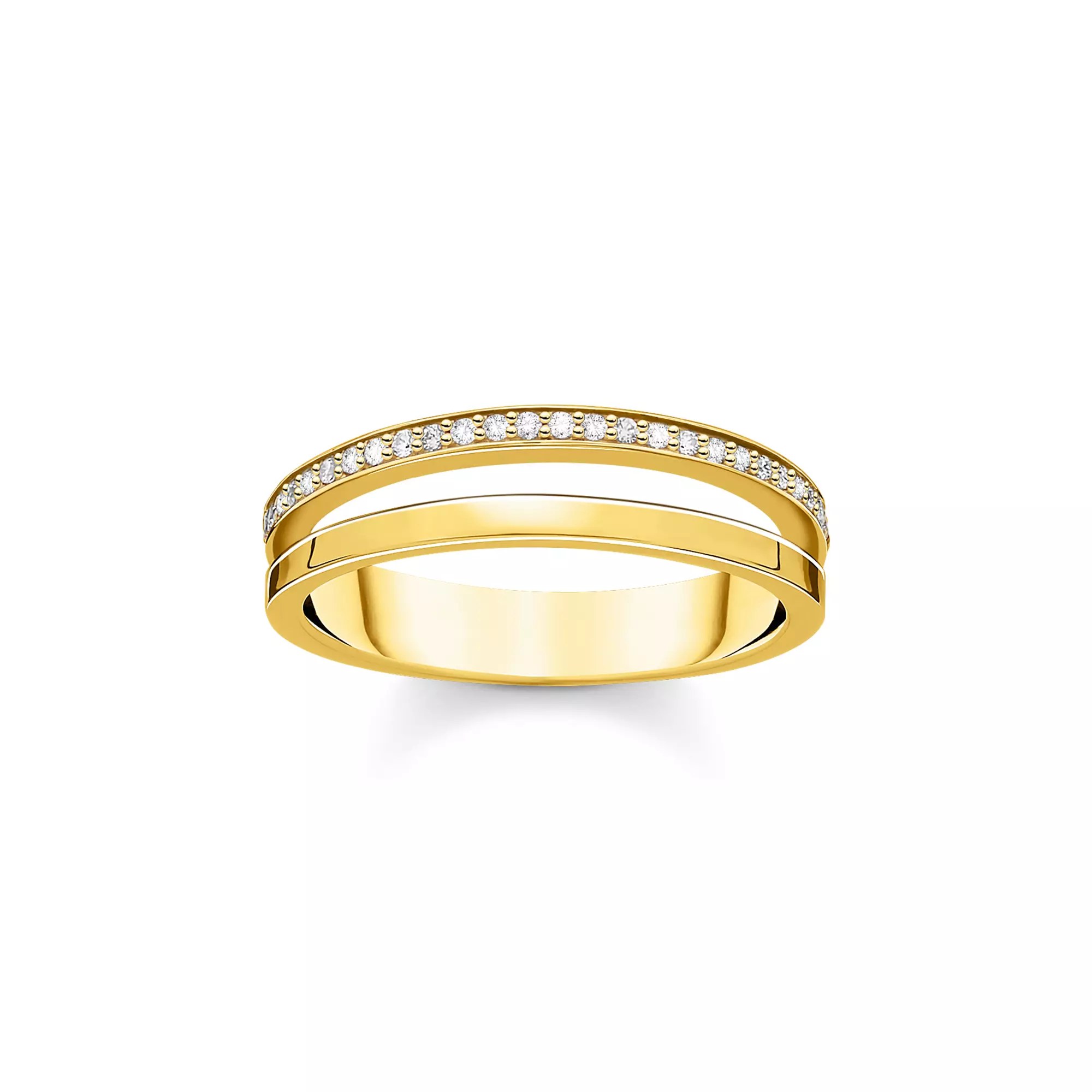 Thomas Sabo Ring doppelreihig weiße Steine gold – Silber – Zirkonia