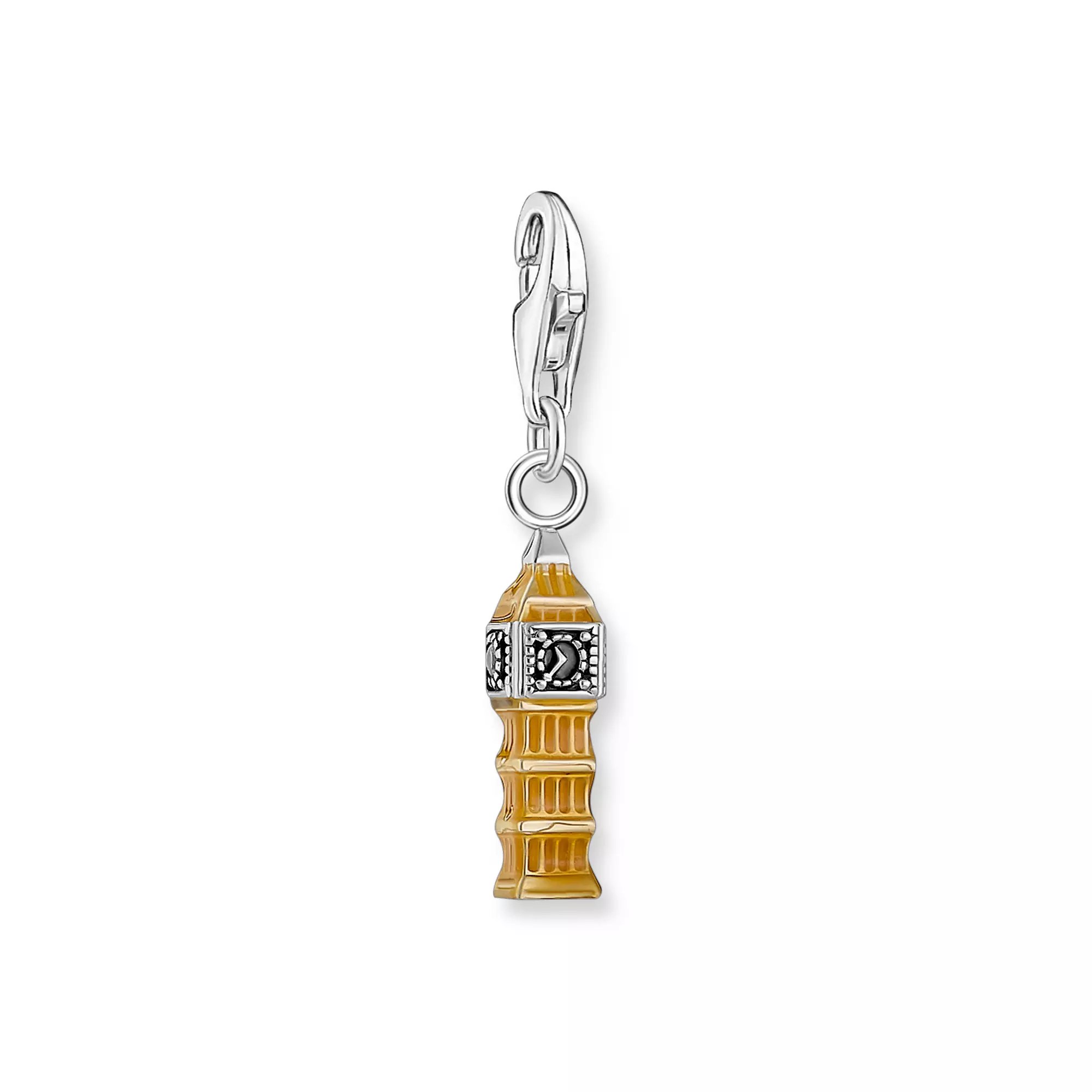Thomas Sabo Charm-Anhänger - LONDON Big Ben - Silber gesch. & Emaille & Zirkonia - beige