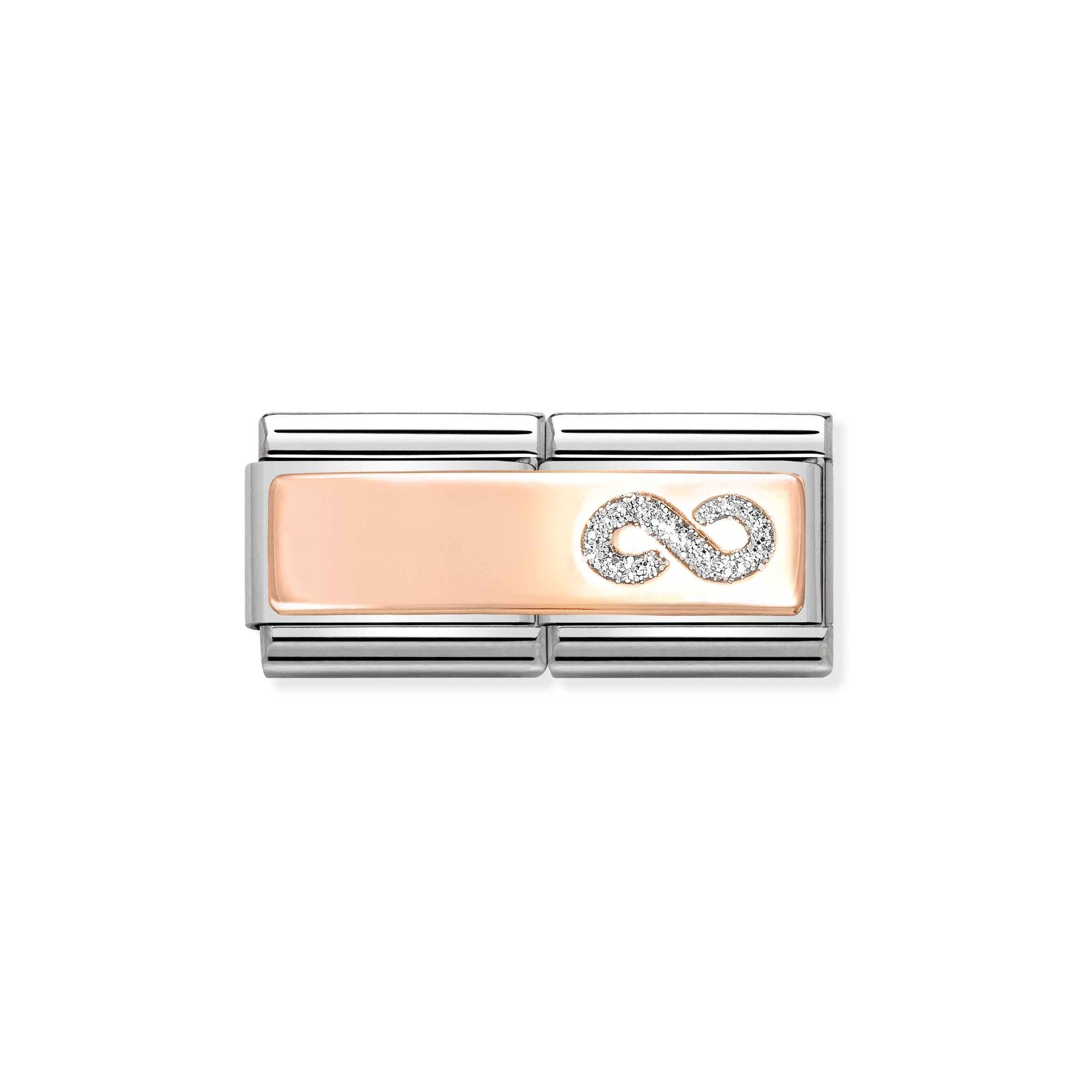 Nomination Composable Classic Charm Double Glitzer-Infinity - Edelstahl, Gold 375 Roségold, Emaille