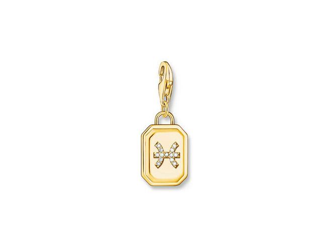 Charm-Anhänger von Thomas Sabo in Silber mit Vergoldung und Zirkonia, gestaltet als Sternzeichen Fische, zeigt ein elegantes Design mit ansprechender Detailarbeit.