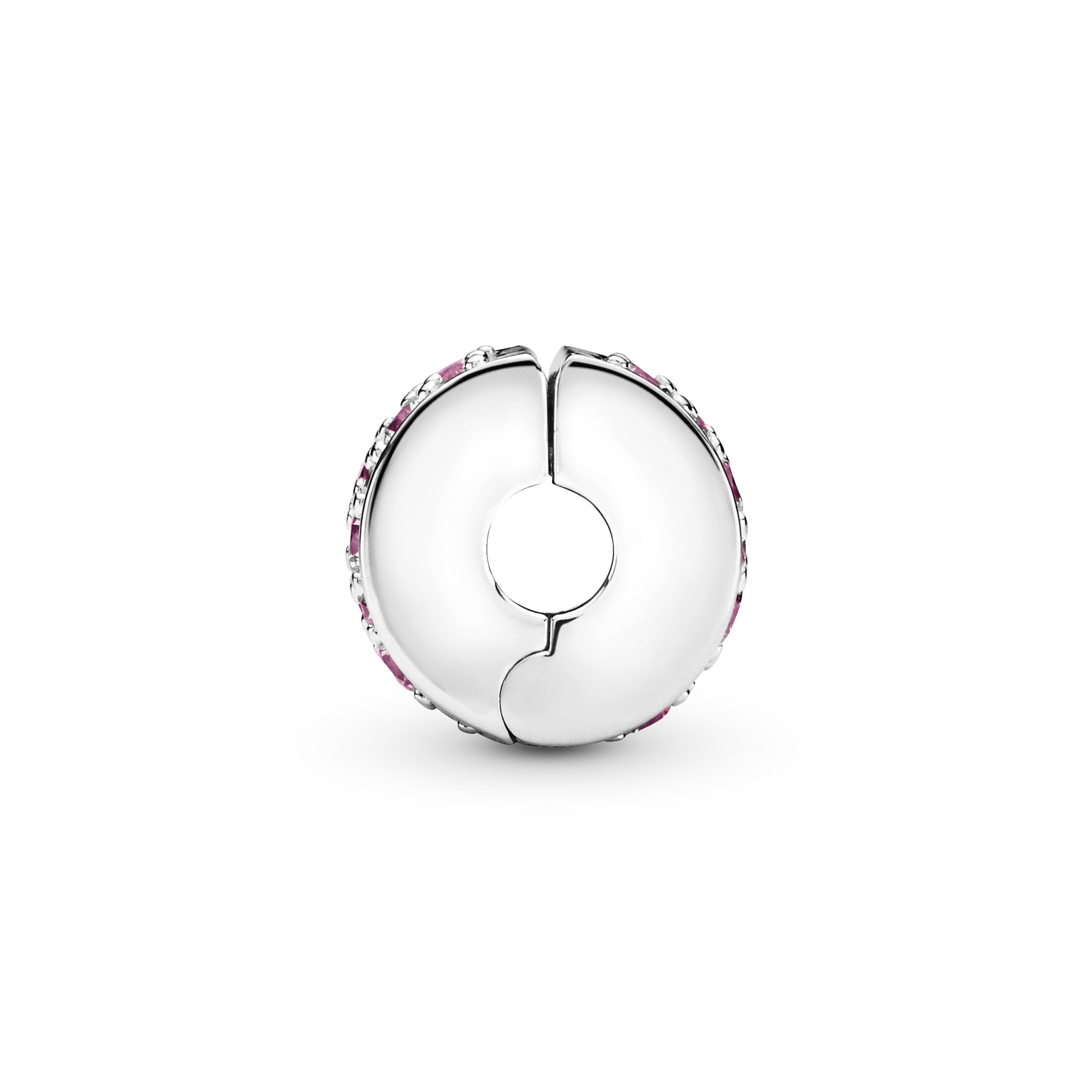 PANDORA Rosafarbener Pavé-Glanz - Silber - CLIP Stopper mit Silikonkern – Ansicht 2
